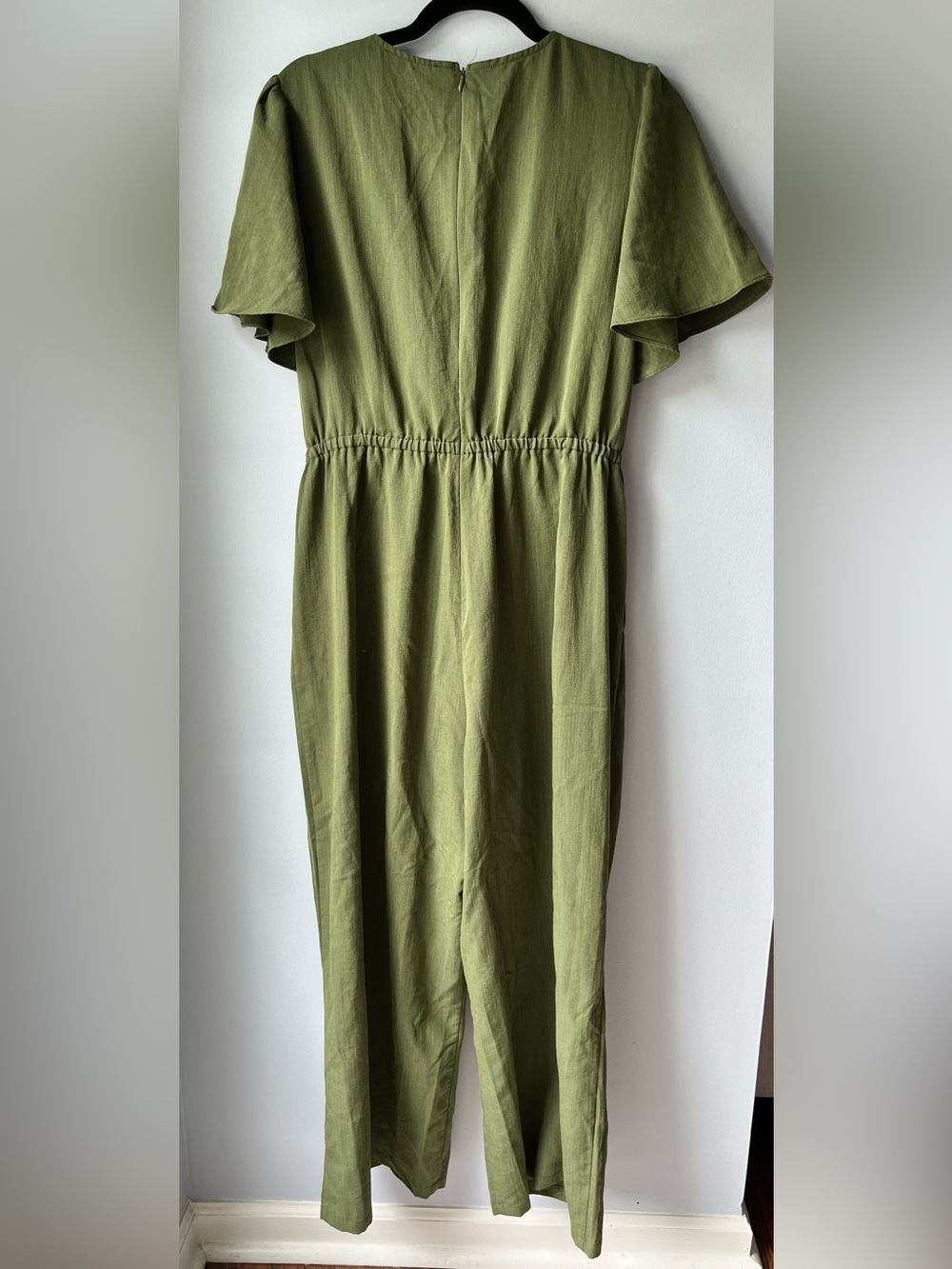 JASAMBAC Women's Wide Leg High Waist V-Neck Jumpsuit w/ Pockets- XL - Picture 4 of 4